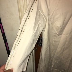 Creme colored dress with studded and zipper detail